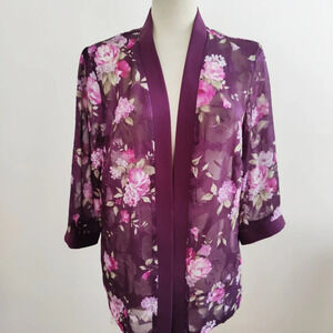Vintage Kimono Jacket / Mini Duster / Floral / Size Large